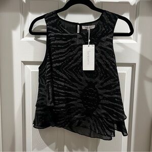 Lucy Paris NWT Black and Grey Sleeveless shirt SIZE L